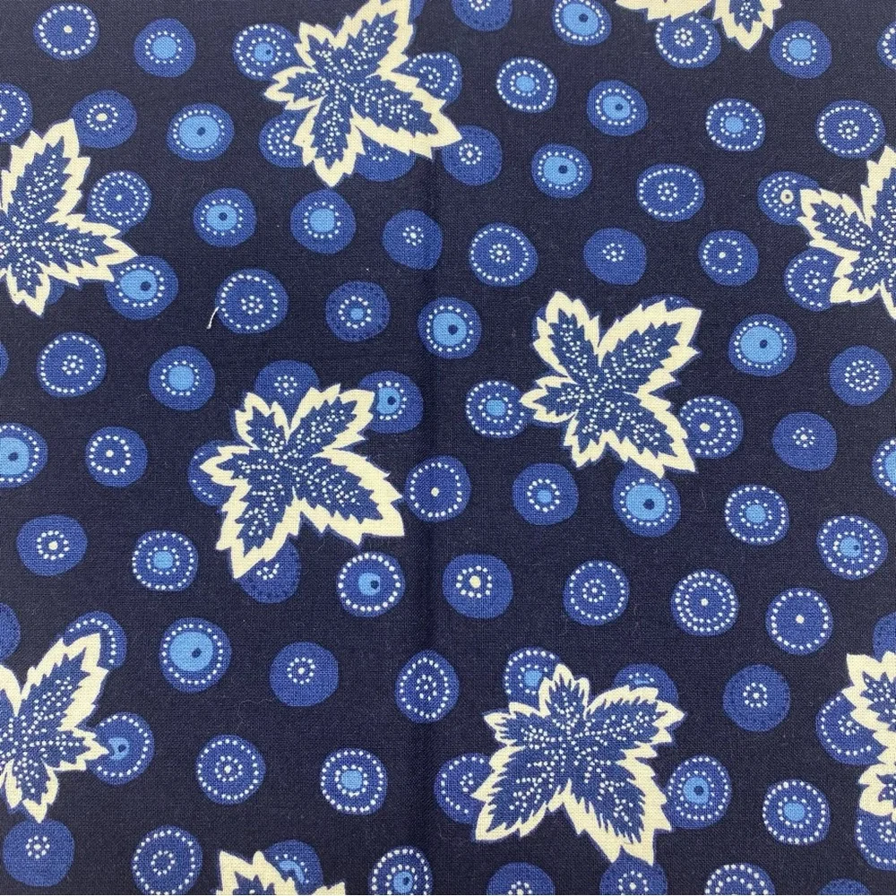 Vintage Vera Bradley Blue Coin Leaf Print Fabric Napkins Set of 6 New